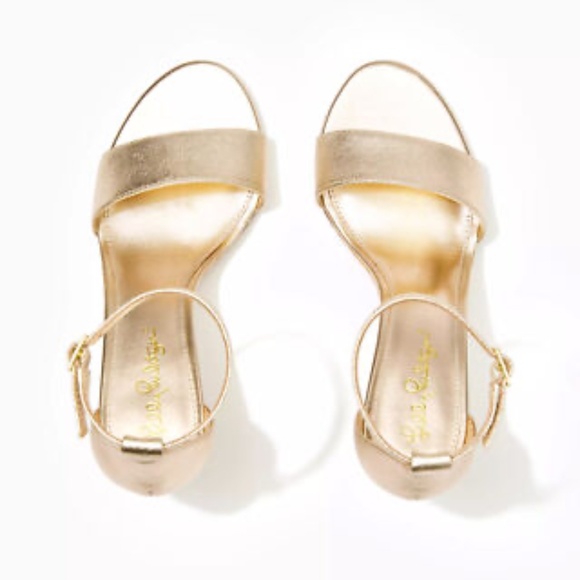 *NWT* Lilly Pulitzer Bridgette Wedge Sandal - Gold Metallic (Size 6) - Picture 2 of 4